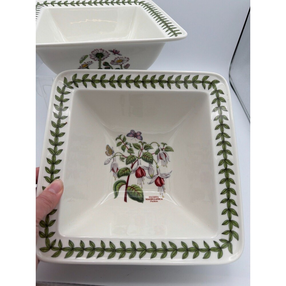 Portmeirion Botanic Garden Square Serving‎ Bowls Floral Set of 2 - Picture 2 of 8